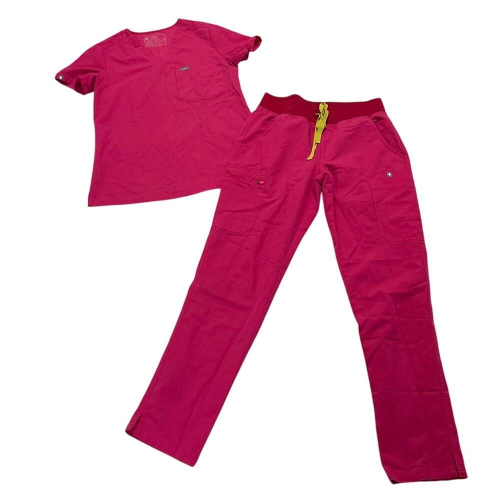FIGS Women's XS/S Pink Solid Medical Scrub Set Top & Pants Uniform Set Workwear